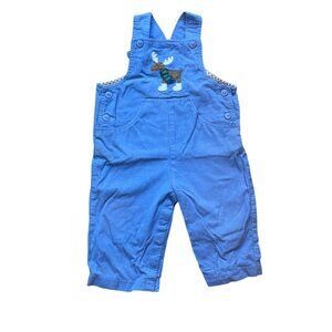 Florence Eiseman Corduroy Overalls Moose Embroidery Unisex Size 18M Blue Cotton